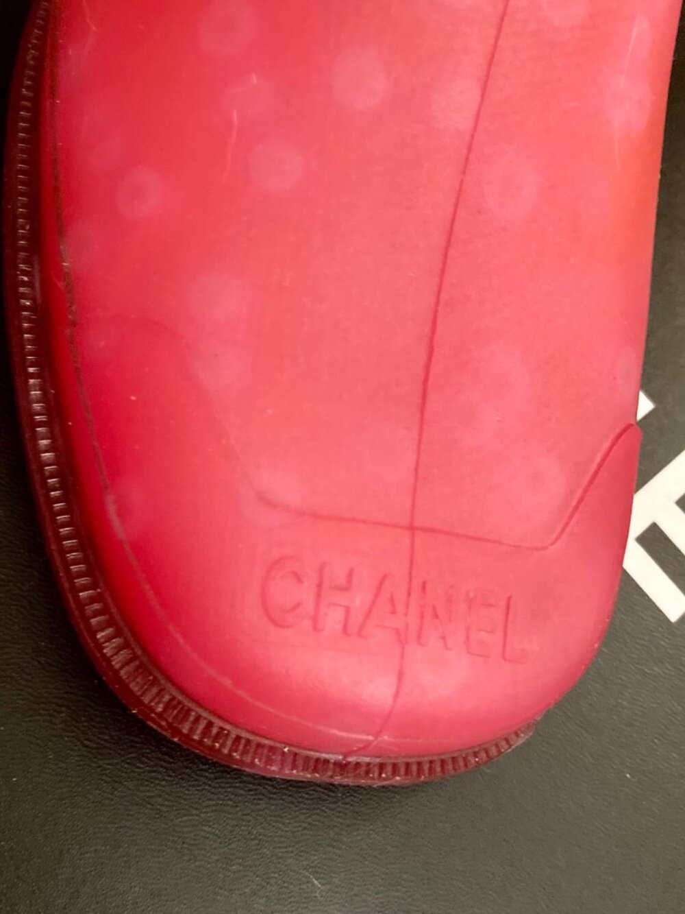 LIKE NEW Vintage CHANEL Pink Rain Boots Insole 9.5" Sz 41 Excellent w/Box - Picture 2 of 12